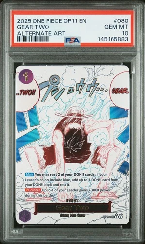 2025 ONE PIECE OP11-A FIST OF DIVINE SPEED ALTERNATE ART #080 GEAR TWO PSA 10