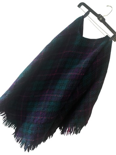 Boyne Valley Weavers Womens One Size Green Wool Knit Fringe Poncho Cape Ireland - Picture 5 of 7