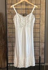 Vintage Nightgown Slip Dress Sz 32 White Lace Trim 1960s Cottagecore