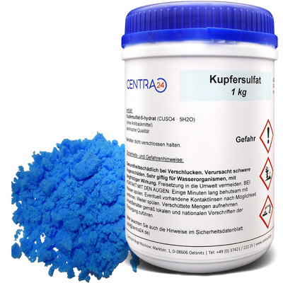Kupfersulfat 1kg Dose Kupfervitriol CUSO4 5H2O Kristallzucht Blaustein Verkupfer