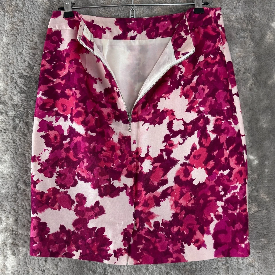 Falda Kate Spade Talla 4 Floral Mezcla Seda Lápiz Hasta la Rodilla Rosa Forrada con Cremallera Foto 4 de 4