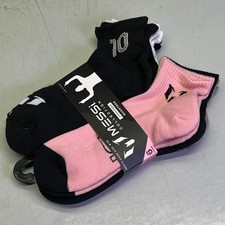 MESSI COLLECTION 6 PAIR Socks Cushioned Quarters Men's Sz 6-12, Pink Black