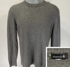 Smartwool Sparwood M Medium Sweater Crewneck Pullover Merino Wool Blend Gray Men