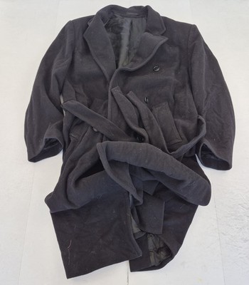 David Moss Mantel 38 Schwarz Herren Wolle Kaschmir Mischung Langarm Kragen Gürtel