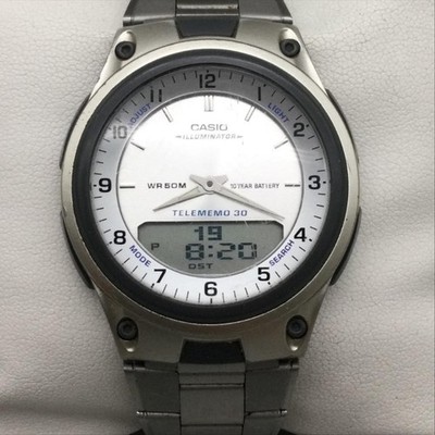 Casio Mens Watch 40mm Silver Tone Analog Digital Stainless 2747 AW-80 7.25''