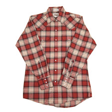 Ely Cattleman Western Shirt Mens Medium Red Plaid Pearl Snap Long Sleeve Cowboy