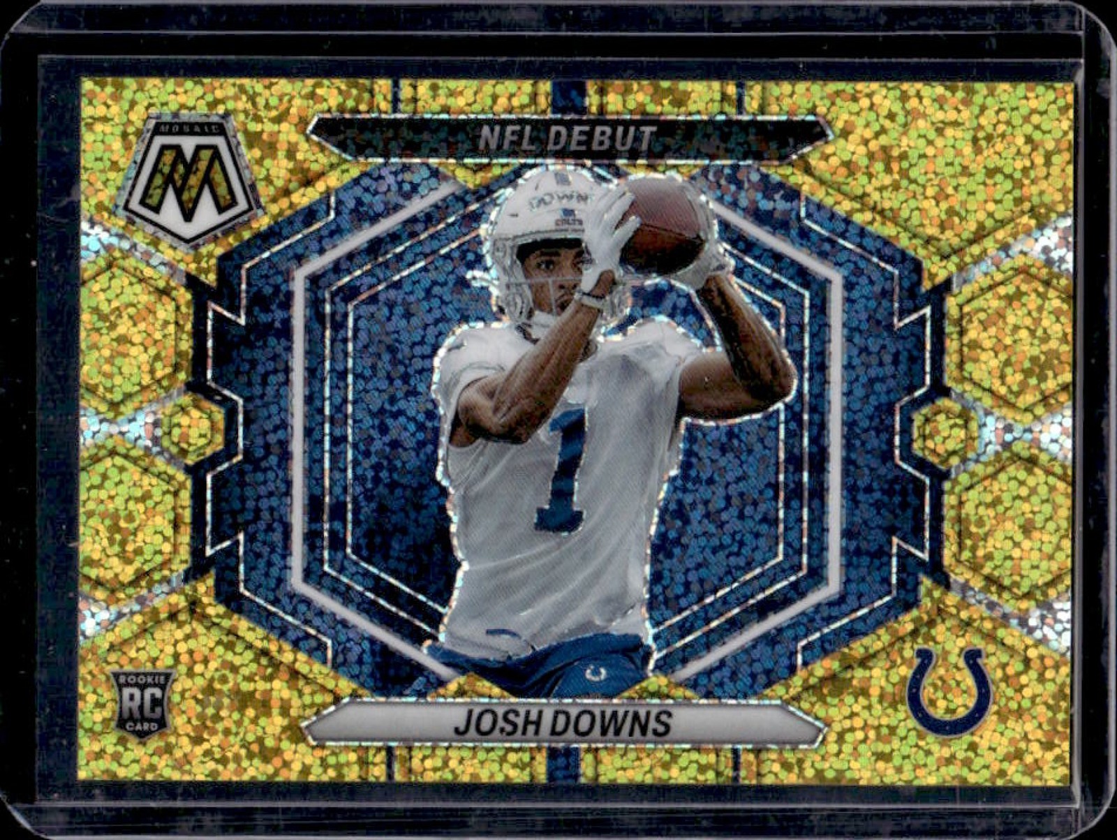 2023 Mosaic Josh Downs RC Gold Sparkle Prizm Rookie NFL Debut #1/24 Colts