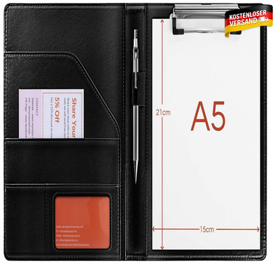 Klemmbrett A5 Schreibmappe Klemme schwarz Kunststoff Schreibblock Mappe Büro