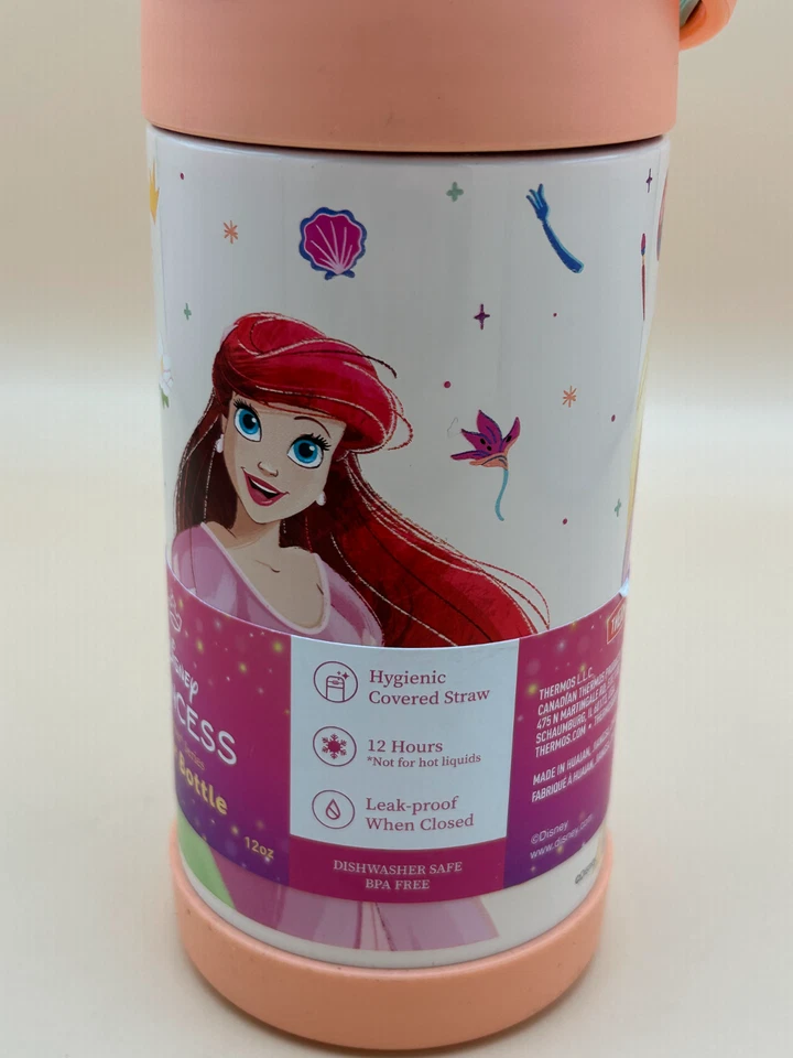 NUEVO Termo Disney Princess 12 oz botella de agua funtainer a prueba de fugas pajita de bloqueo Foto 2 de 4