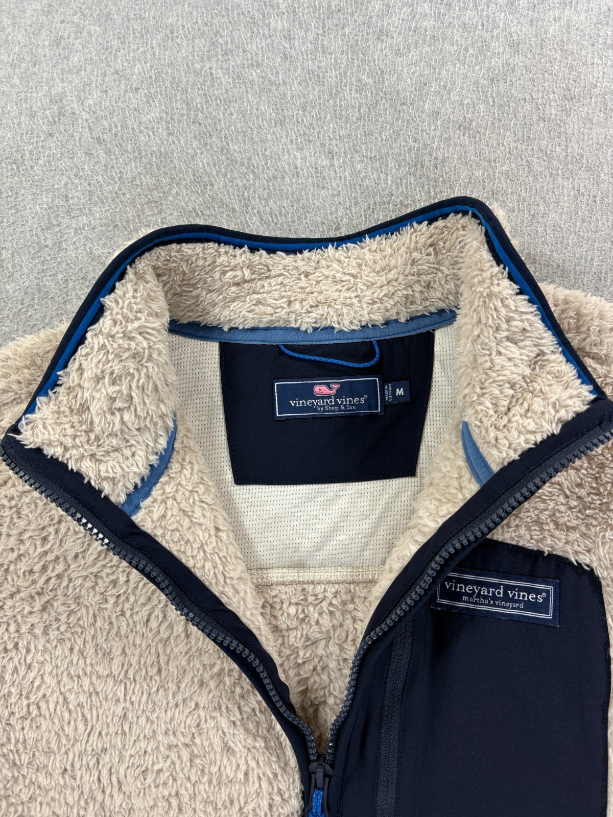 Vineyard Vines Sherpa Fleece 1/4 Zip Pullover (Women's Medium) Off White thumbnail 3