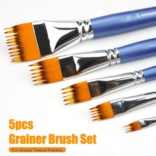 5PCS Grainer Brush Set Flat Comb Rake Brushes for Acrylic Painting Oil Texture
