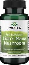 Swanson Lion's Mane Mushroom - 60 Capsules, 500mg Each 