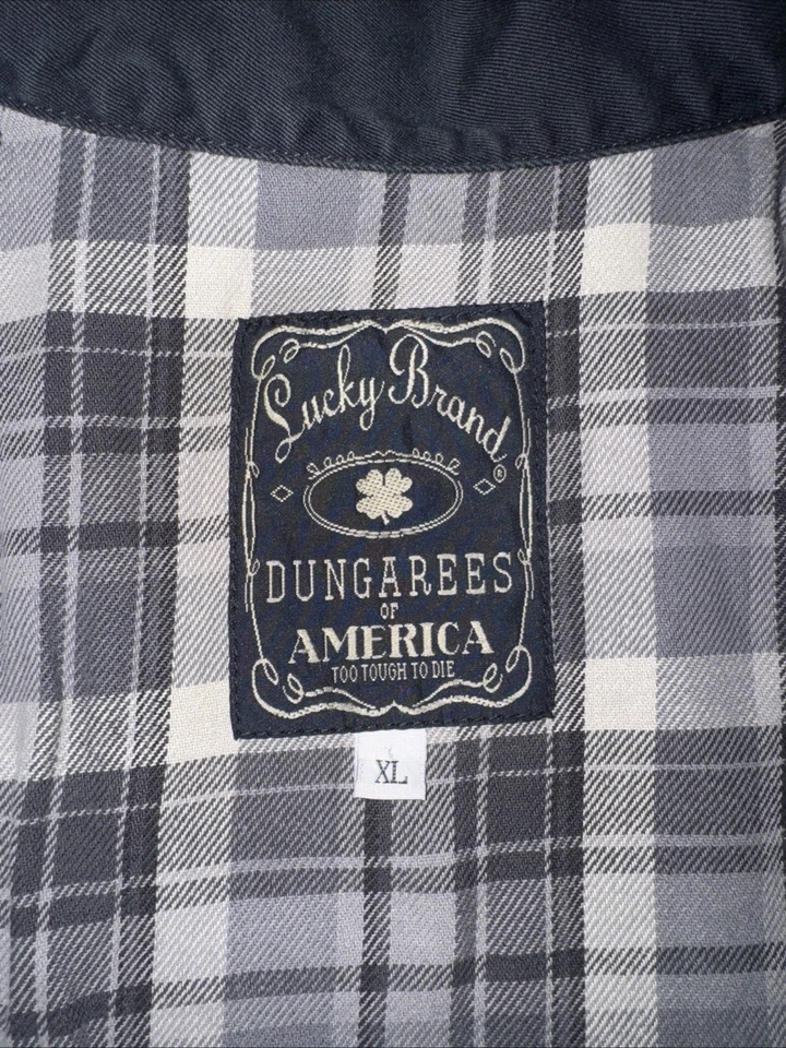 Vintage Lucky Brand Dungarees Workwear Utility Jacket Black XL Chore Coat 26x25 - Image 4 of 4