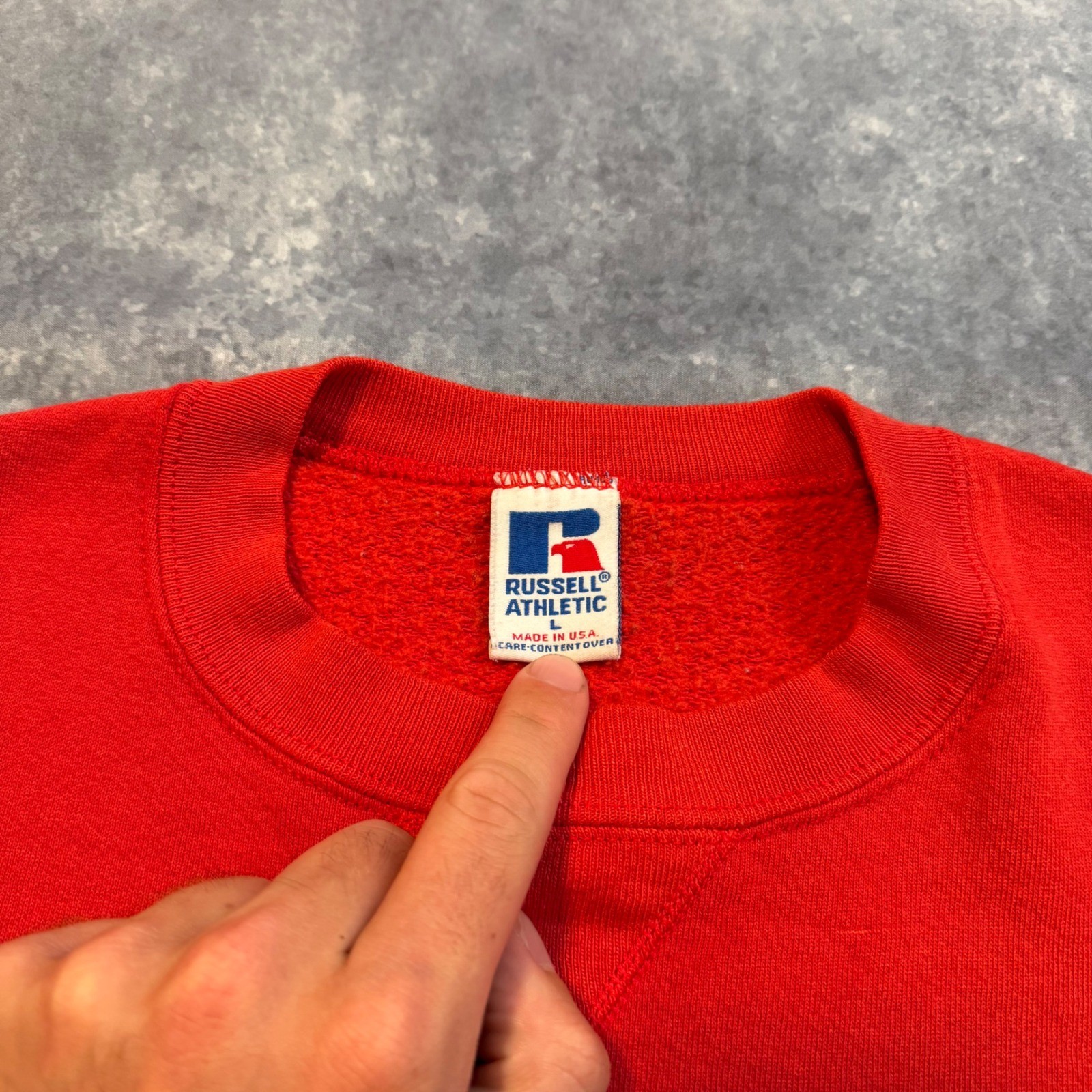 Vintage 90s Russell Athletic Red Crewneck Sweatshirt … - Gem