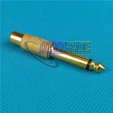 ONE Gold 1/4" 6.35mm male plug to female jack MONO phono adapter NEW #pq