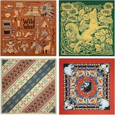 Bycc Bynn 4-Pack 100 Cotton Bandana Set, Vintage Graphic Print, 22x22 inches