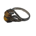 Vintage Sterling Silver 925 Tiger Eye Double Stone Ring Size 6