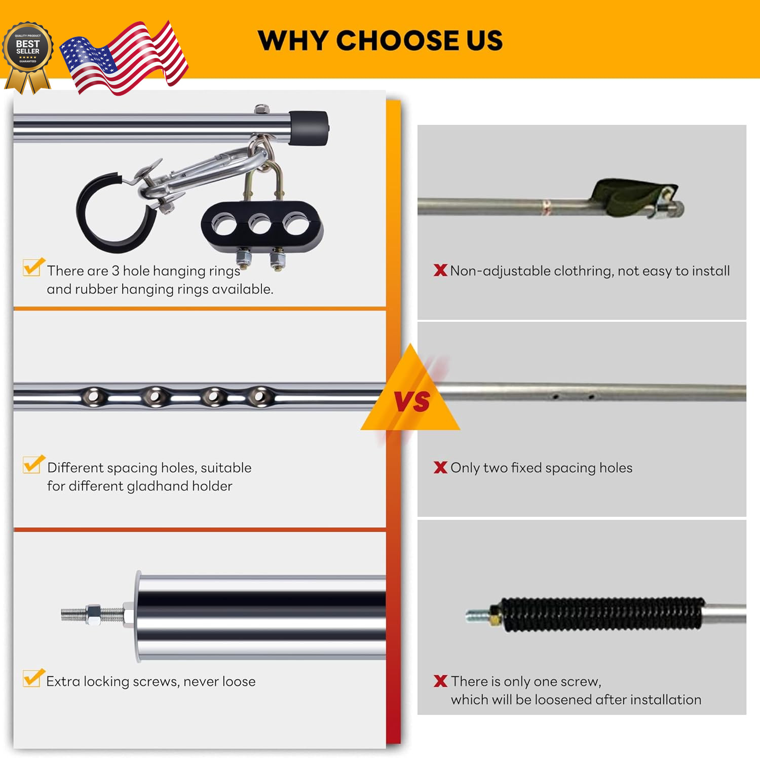 40' Swivel Pogo Stick for Semi Truck & Air Brake Line Heavy Duty Stainless Steel