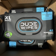 DUDE Wipes. Box With 12 Packs. 48 wipes each pack.total of 576 Unscented XL,