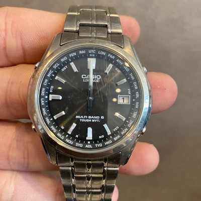 Casio Lineage LIW T100T Solar Multi Band 6 World Time Date Titanium Band USED