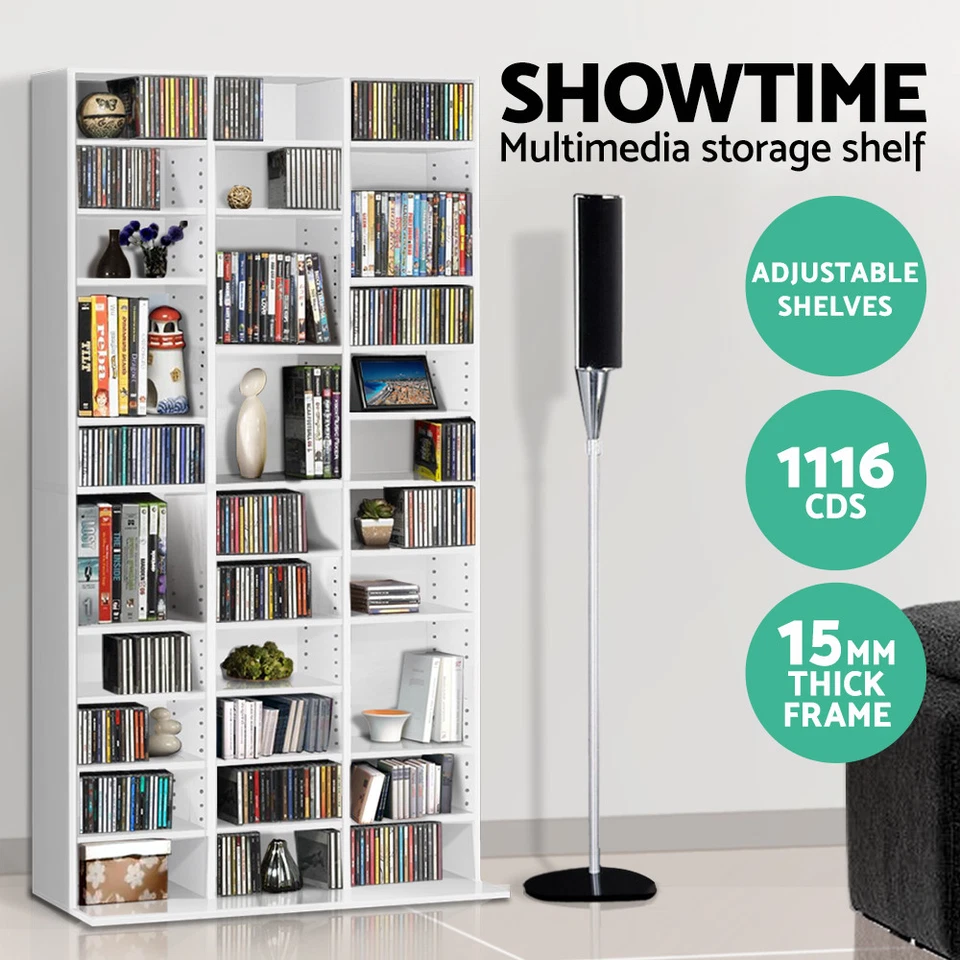 Artiss Bookshelf Display Shelves CD DVD Storage Rack Stand Bookcase White BERT