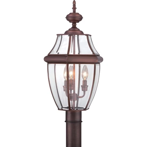 Quoizel NY9043 Copper Newbury 3-Light 23"H Post Lantern With Clear Glass - Picture 6 of 9