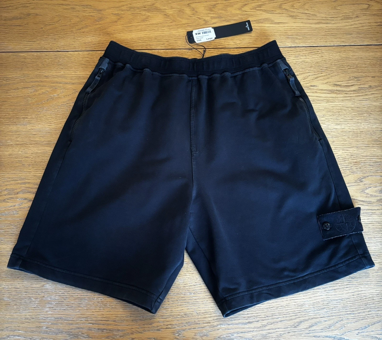 STONE ISLAND GHOST SHORTS - WITH TAGS - BLACK - SIZE LARGE