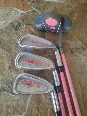Golf Girl Pink kids junior's golf clubs #5,7,9  irons, putter Graphite RH