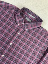 Eddie Bauer Shirt Mens XL Red Black Plaid Wrinkle Free Relaxed Fit Button Down