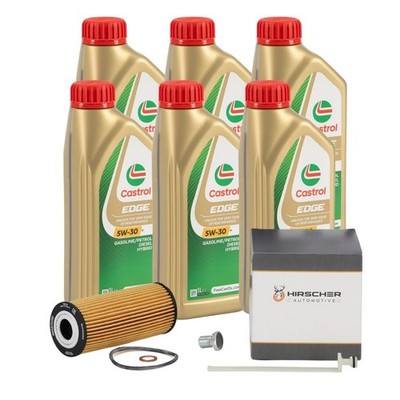 6L CASTROL EDGE 5W-30 M LL-04 HIRSCHER Ölfilter für BMW 1er 3er 5er MINI N47 B47