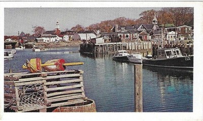 Vintage Maine Chrome Postcard Kennebunkport Harbor Colonial Seacoast Village