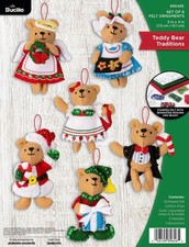 Bucilla Teddy Bear Traditions Felt Applique Ornament Making Kit 6 Piece 89646E
