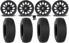 Fuel Vector 14" Wheels Black 30" DX440 Tires Polaris RZR Turbo S / RS1
