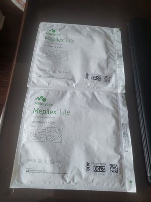 Lot of Two 8 x 20in. Mepilex Lite Foam Dressings by Molnlycke Exp. 10/27