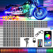 16 Pcs Motorcycle Rgb Led Strip Light Under Glow Neon Kit Bluetooth App Control. 16 Pcs Motorcycle Rgb Led Strip Light Under Glow Neon Kit Bluetooth App Control.