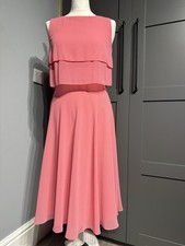 Hobbs London Imogen Tiered Midi Dress Pink Size 8 Bridesmaid Evening Races VGC