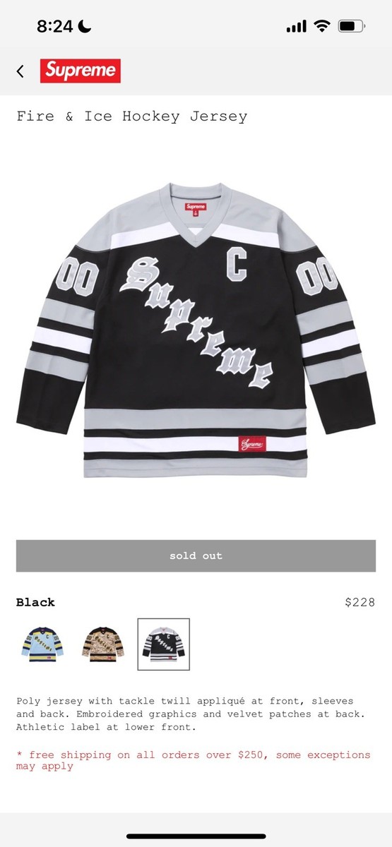 Supreme Fire & Ice Hockey Jersey Size Large ORDER CONFIRMED | eBay