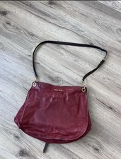 Vintage Miu Miu Two-Tone Leather Hobo Bag Red Brown
