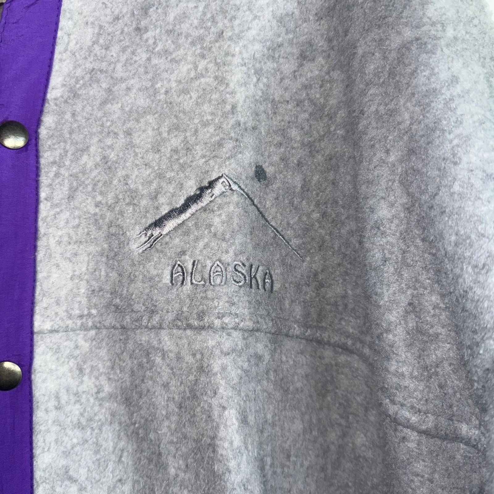 Arctic Image Fleece Jacket Mens XL Grey Good Vintage Alaska Snap Mock Neck USA image 3