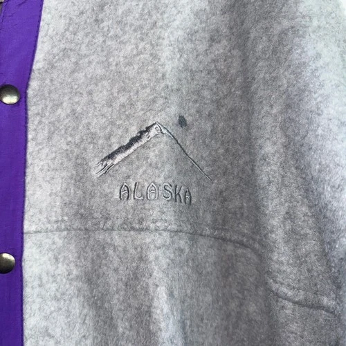 Arctic Image Fleece Jacket Mens XL Grey Good Vintage Alaska Snap Mock Neck USA image 3