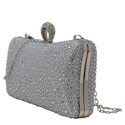 Dimante Damen-Abend-Clutch vorne/hinten schicke Schulterkette Handtasche 819