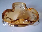 Vintage Murano MCM Art Glass Free Form Bullicante Hand Blown Console Bowl