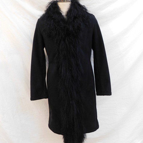 Vtg Y2k Dana Buchman Womens Sz M Faux Fur Penny Lane Black Coat Vegan
