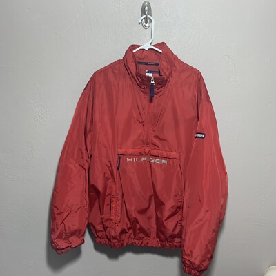 Tommy Hilfiger Anorak Jacket Men Waterproof Breathable Red Size