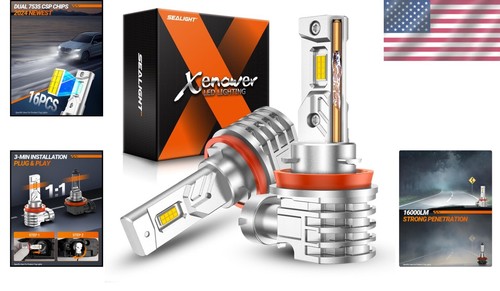 H11 LED Fog Light Bulbs - 16000 Lumens 6000K Xenon White for Superior Visibility - Picture 2 of 9