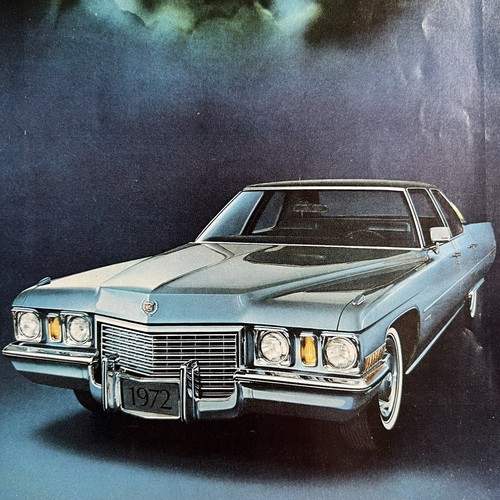 Vintage 1972 Cadillac Fleetwood Sixty Special Brougham Blue Two Page Layout Ad