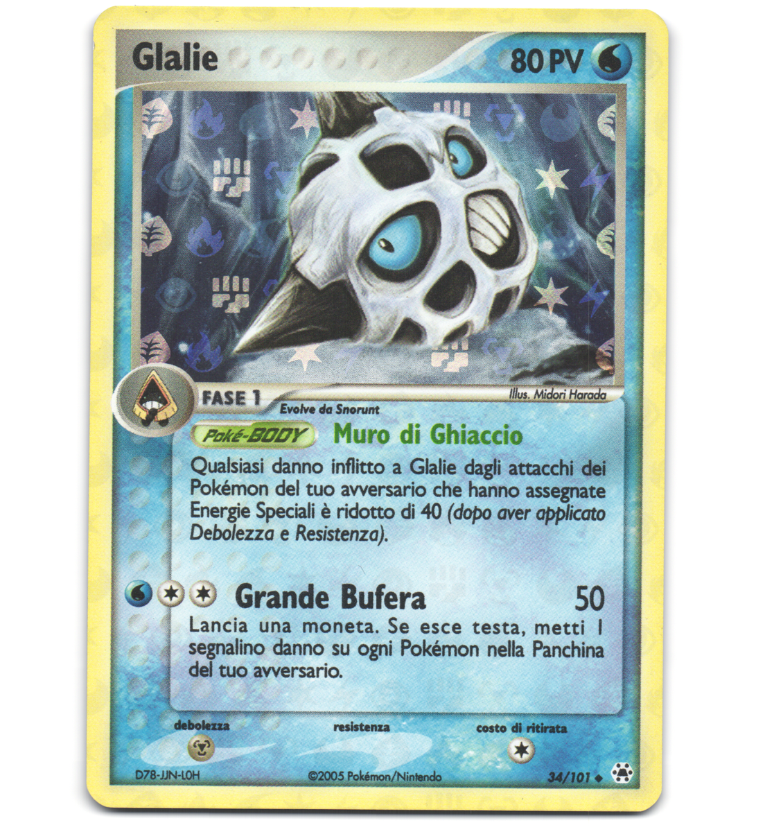 Pokemon 2005 Moderate Play Glalie ex Hidden Legends Italian