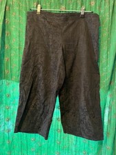 Vintage Wide Leg Midi Crop Pants floral patern Black