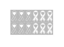 12 -1.25"x2" White Ribbon-LUNG Cancer Awareness-Vinyl Decal sticker cell laptop