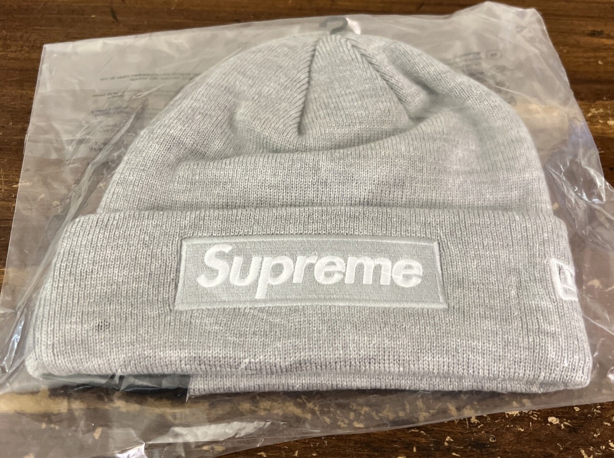 SUPREME/ NEW ERA BOX LOGO BEANIE HEATHER GREY OS FW24 WEEK 17 